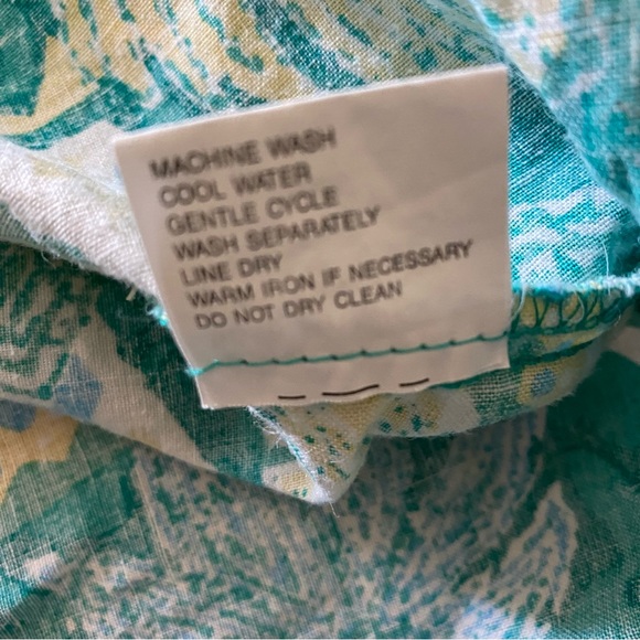 Se Jolie Hawaiian floral Print Short Sleeve Button Down cotton/ramie shirt M - Picture 8 of 11